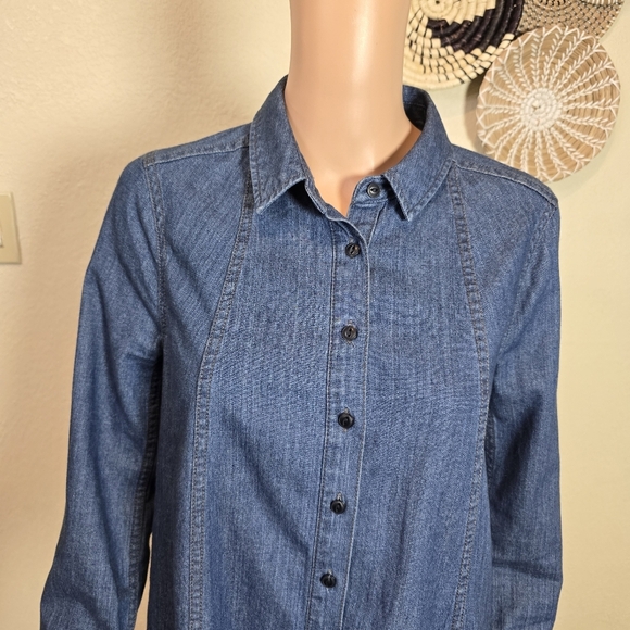 Madewell Dress Womens Long Sleeve  Button Up Blue Size Small Whit Pockets - Picture 11 of 16